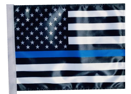 SSP Flags: 11x15 inch Golf Cart Replacement Flag - Thin Blue Line USA Black and White