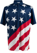 USA Flag Polo Mens Golf Polo Shirt by ReadyGOLF