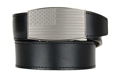 Nexbelt: Men's USA Heritage Embossed Pewter Aston Dress Belt - Black
