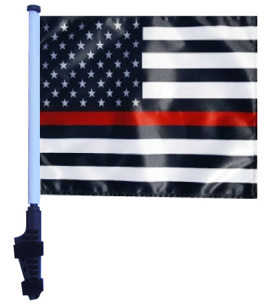 SSP Flags: 11x15 inch Golf Cart Flag with Pole - Thin Red Line USA Black and White