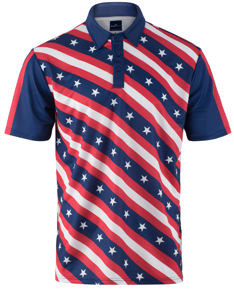 USA Stars and Bars Mens Golf Polo Shirt by ReadyGOLF