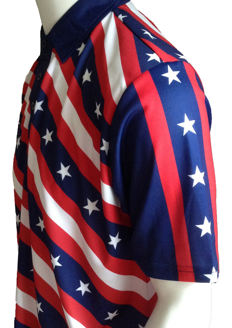 USA Stars and Bars Mens Golf Polo Shirt by ReadyGOLF