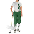 Golf Knickers: Ladies Argyle Paradise Golf Shirt - Dark Green/White Clothing