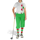 Golf Knickers: Ladies Argyle Paradise Golf Shirt - White/Lime/Red Clothing