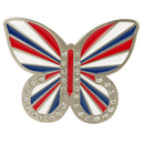 Druh Belt Buckle - Union Jack Red White & Blue Butterfly