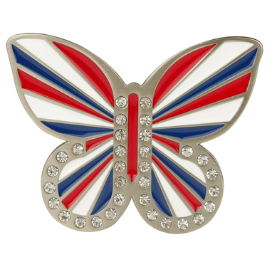 Druh Belt Buckle - Union Jack Red White & Blue Butterfly