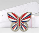Druh Belt Buckle - Union Jack Red White & Blue Butterfly