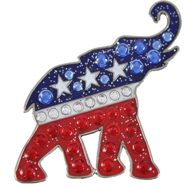 Navika: Swarovski Crystals Ball Marker & Hat Clip  - Republican Elephant