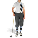 Golf Knickers: Ladies Argyle Paradise Golf Shirt - Charcoal/Black/Light Blue Clothing