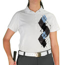 Golf Knickers: Ladies Argyle Paradise Golf Shirt - Charcoal/Black/Light Blue Clothing