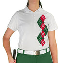 Golf Knickers: Ladies Argyle Paradise Golf Shirt - Dark Green/Red Clothing