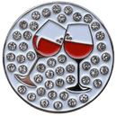 ReadyGolf: Cheers Wine Ball Marker & Hat Clip with Crystals