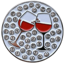 ReadyGolf: Cheers Wine Ball Marker & Hat Clip with Crystals