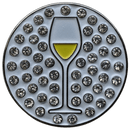 ReadyGolf: Wine (White) Ball Marker & Hat Clip with Crystals