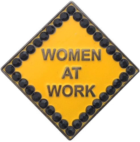 ReadyGolf: Caution Women At Work Ball Marker & Hat Clip with Crystals