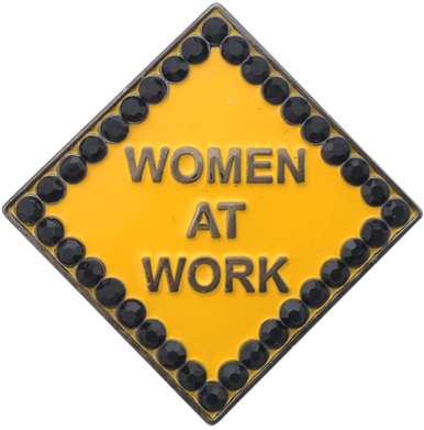 ReadyGolf: Caution Women At Work Ball Marker & Hat Clip with Crystals