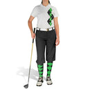 Golf Knickers: Ladies Argyle Paradise Golf Shirt - Black/Lime Clothing