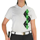 Golf Knickers: Ladies Argyle Paradise Golf Shirt - Black/Lime Clothing