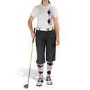 Golf Knickers: Ladies Argyle Paradise Golf Shirt - White/Pink/Black Clothing