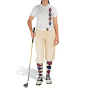 Golf Knickers: Ladies Argyle Paradise Golf Shirt - Natural/Navy/Maroon Clothing
