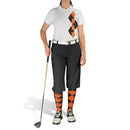 Golf Knickers: Ladies Argyle Paradise Golf Shirt - Black/Orange Clothing