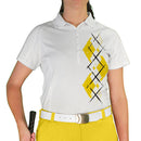 Golf Knickers: Ladies Argyle Paradise Golf Shirt - Yellow/White Clothing