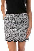 Golftini Women's Black & White 17.5" Scalloped Stretch Cotton Abbey Road Skort (Size 00) SALE