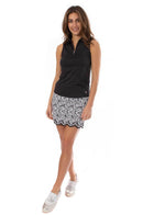 Golftini Women's Black & White 17.5" Scalloped Stretch Cotton Abbey Road Skort (Size 00) SALE