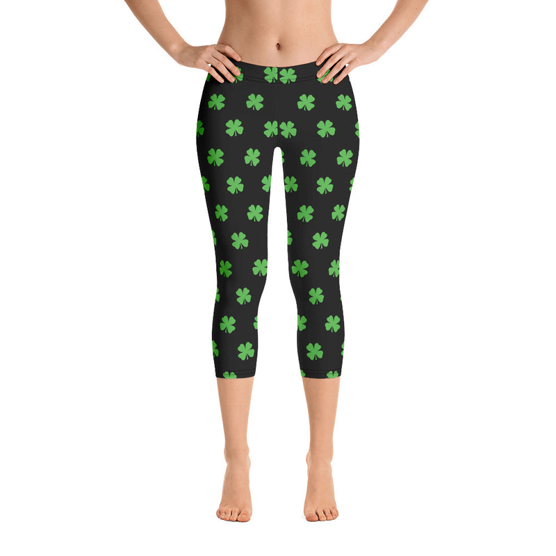 Four-Leaf Clover (Lime Green) Women's Capri Leggings by ReadyGOLF