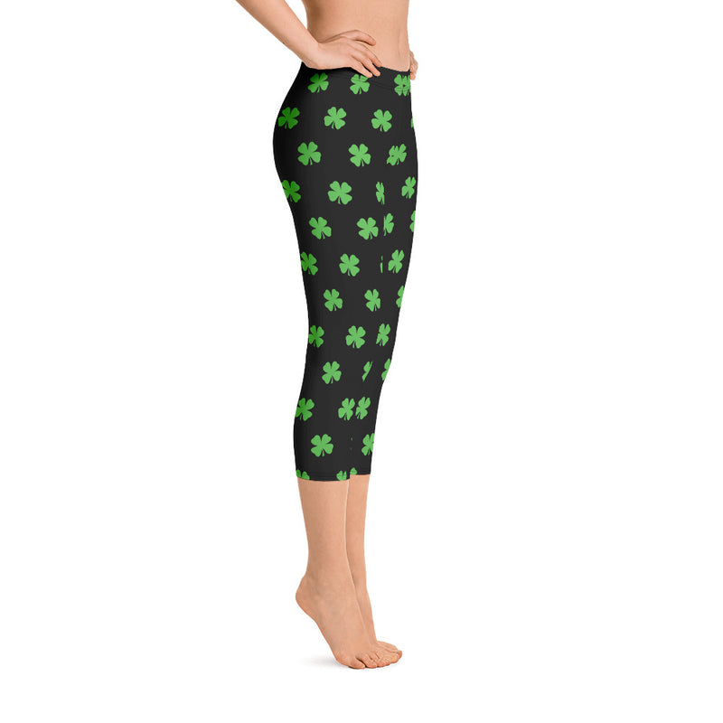 Four-Leaf Clover (Lime Green) Women's Capri Leggings by ReadyGOLF
