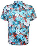 Tattoo Golf: Men's Hawaiian Golf Shirt - Aloha II (Teal/Orange) Clothing