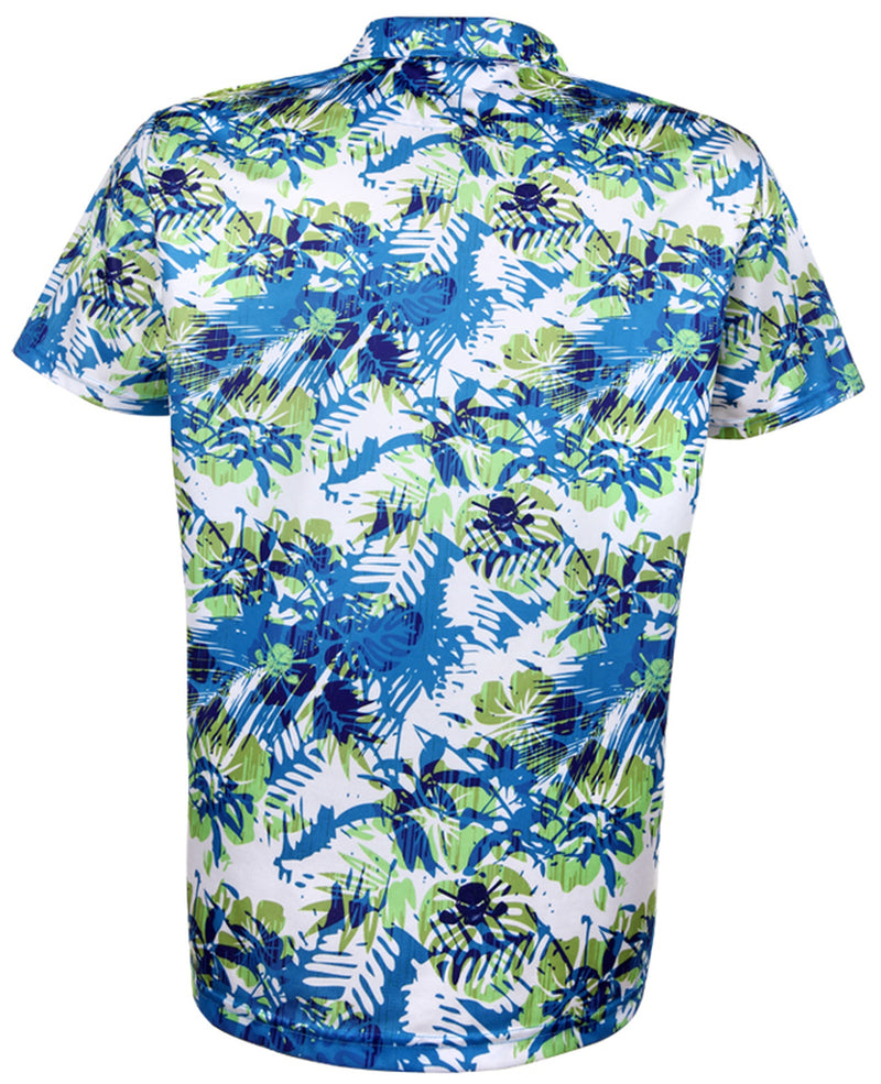Tattoo Golf: Men's Hawaiian Golf Shirt - Aloha II (Blue/Green)