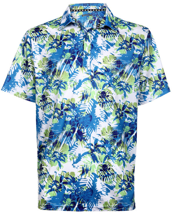 Tattoo Golf: Men's Hawaiian Golf Shirt - Aloha II (Blue/Green)