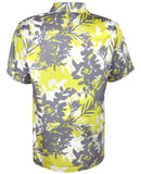 Tattoo Golf: Men's Aloha Cool-Stretch Hawaiian Golf Shirt (Grey/Yellow) Clothing