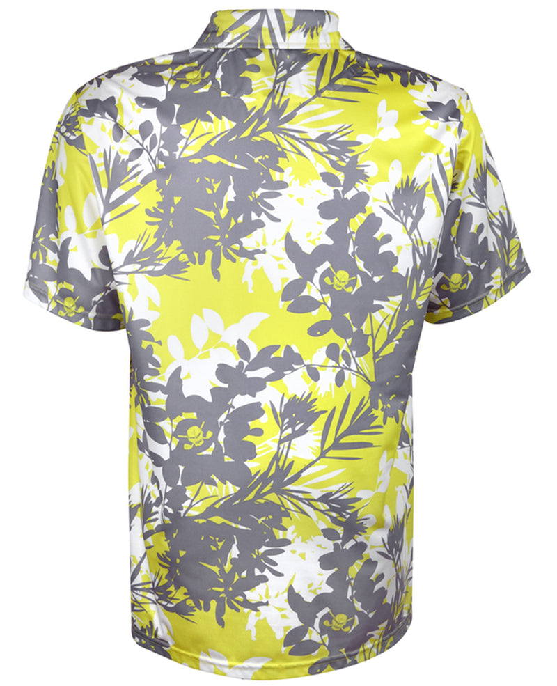 Tattoo Golf: Men's Hawaiian Golf Shirt - Aloha II (Yellow/Grey)