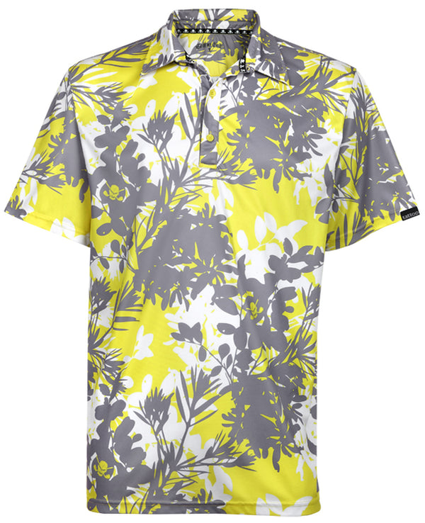 Tattoo Golf: Men's Hawaiian Golf Shirt - Aloha II (Yellow/Grey)