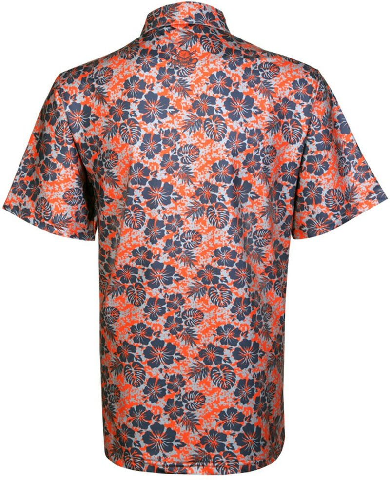 Tattoo Golf: Men's ProCool Golf Shirt - Aloha Hawaiian (Orange)
