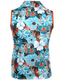 Tattoo Golf: Women's Sleeveless Aloha Cool-Stretch Golf Shirt - Teal/Orange Clothing