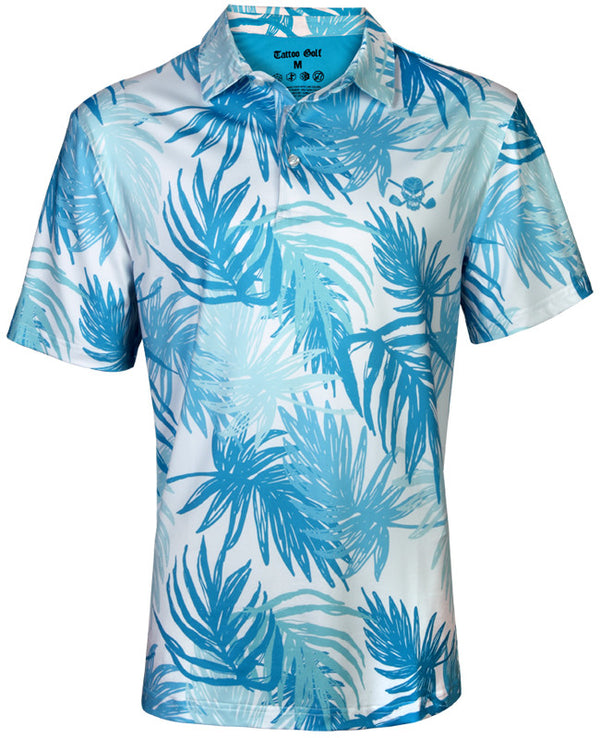 Tattoo Golf: Men's Aloha Cool-Stretch Golf Shirt - Teal/Blue