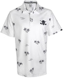 Tattoo Golf: Men's ProCool Golf Shirt - Aloha Hawaiian (White/Blue) Clothing