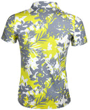 Tattoo Golf: Women's Aloha Cool-Stretch Golf Shirt - Yellow/Grey Clothing