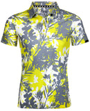 Tattoo Golf: Women's Aloha Cool-Stretch Golf Shirt - Yellow/Grey Clothing