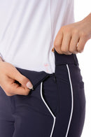 Golftini: Women's Navy with White Pull-On Stretch Ankle Pant