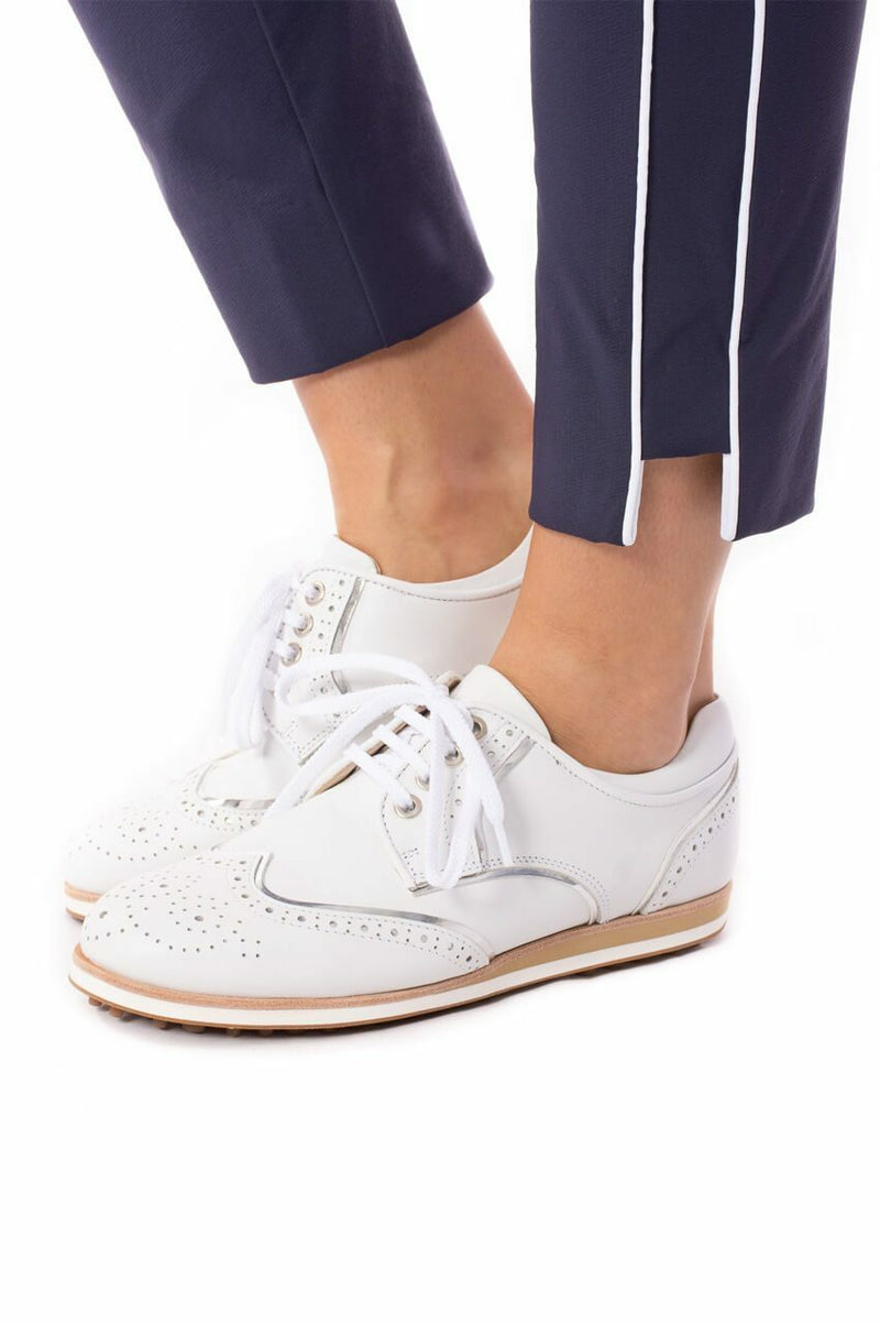 Golftini: Women's Navy with White Pull-On Stretch Ankle Pant
