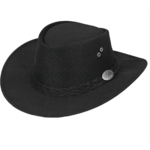 Aussie Chiller Outback Bushie Perforated Hat - Black