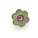 Bonjoc: Snap-On Glitter Ball Marker - Flower Green with Pink Center