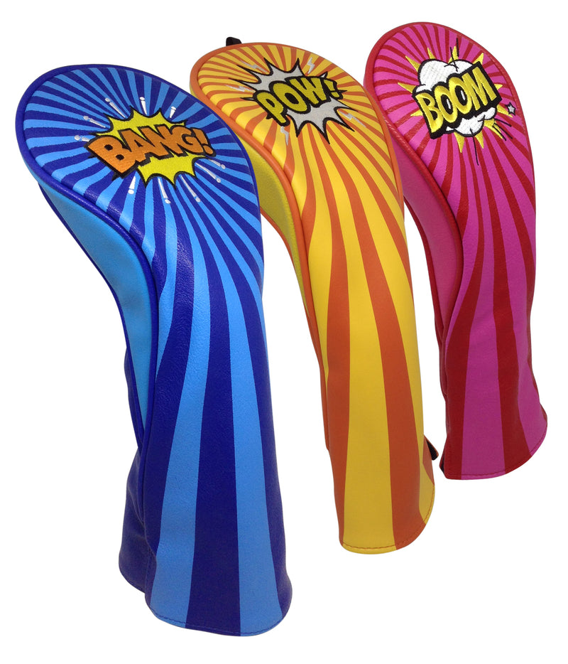 ReadyGolf: BANG! POW! BOOM! Embroidered Headcover Set - Driver, Fairway, Hybrid