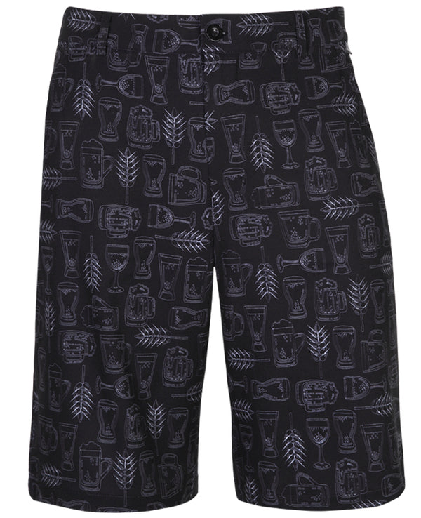 Tattoo Golf: Men's Cool-Stretch Golf Shorts - Black Beer Print
