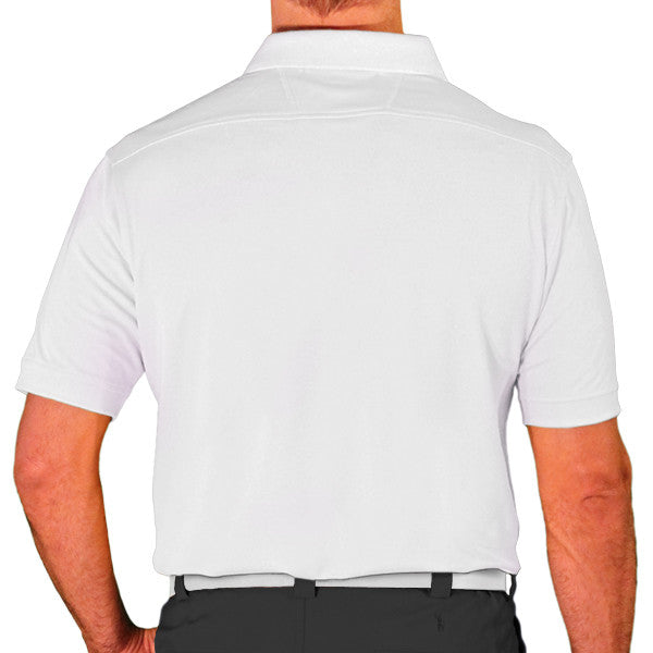 Golf Knickers: Men's Argyle Paradise Golf Shirt - White/Black/Khaki