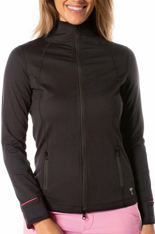 Golftini: Women's Double-Zip Sport Jacket - Black and Pink